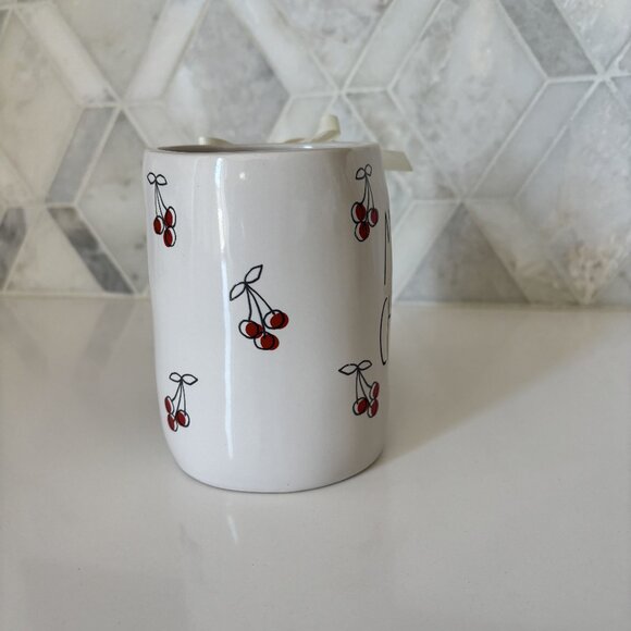 Rae Dunn Mon Cherry Cherries White Mug with Keychain Brand New - Picture 7 of 11